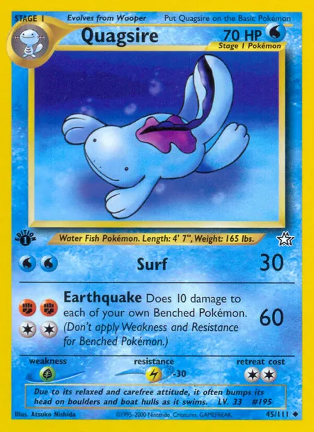 Quagsire, Pokémon card NG 45 — Neo Genesis set