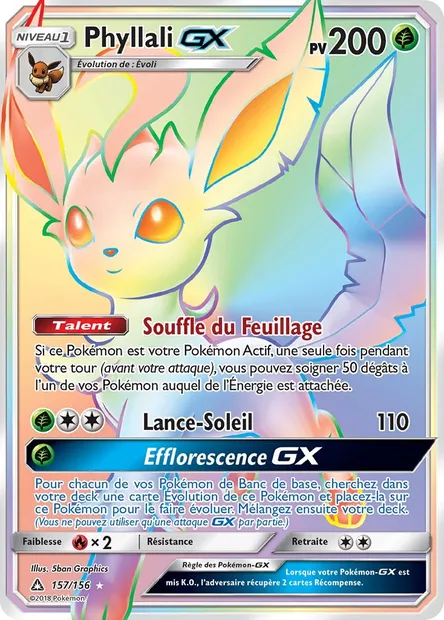 Phyllali GX, carte Pokémon UPR 157 — extension Ultra-Prisme