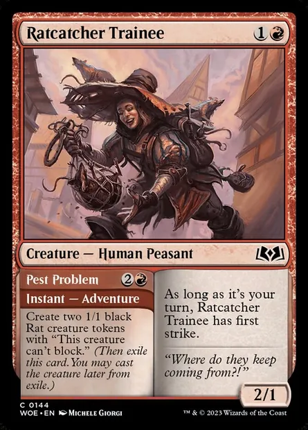 Ratcatcher Trainee // Pest Problem, Magic card WOE 144 — Wilds of Eldraine set