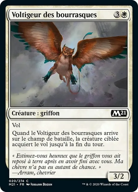 Voltigeur des bourrasques, carte Magic M21 20 — extension Core Set 2021