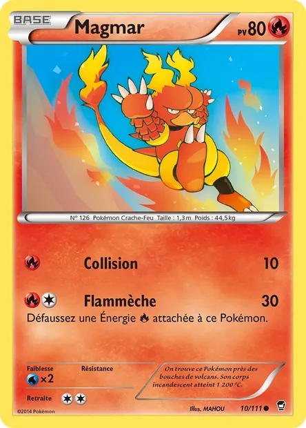 Magmar, carte Pokémon FFI 10 — extension Poings Furieux