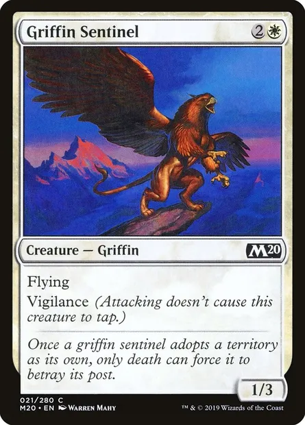 Griffin Sentinel, Magic card M20 21 — Core Set 2020 set