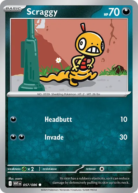 Scraggy, Pokémon card WHT 057 — White Flare set