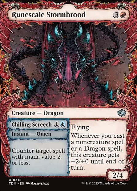 Runescale Stormbrood // Chilling Screech, Magic card TDM 316 — Tarkir: Dragonstorm set