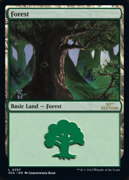 Forest, Magic card 30A 297 — 30th Anniversary Edition set