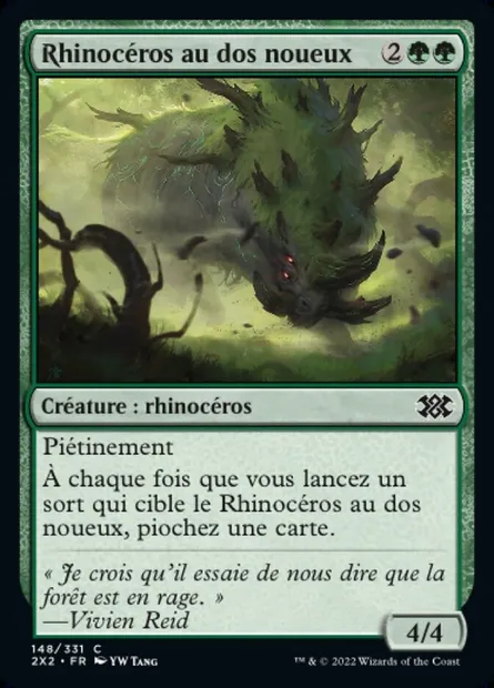 Rhinocéros au dos noueux, carte Magic 2X2 148 — extension Double Masters 2022