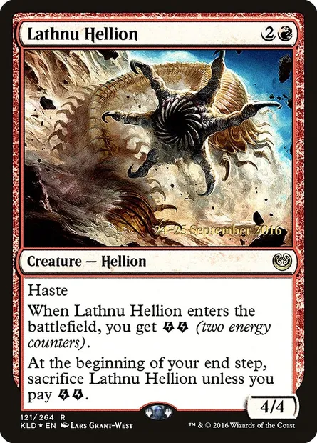Lathnu Hellion, Magic card PKLD 121s — Kaladesh Promos set
