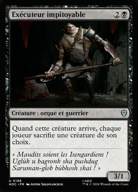 Exécuteur impitoyable, carte Magic HOC 188 — extension The Hobbit Eternal