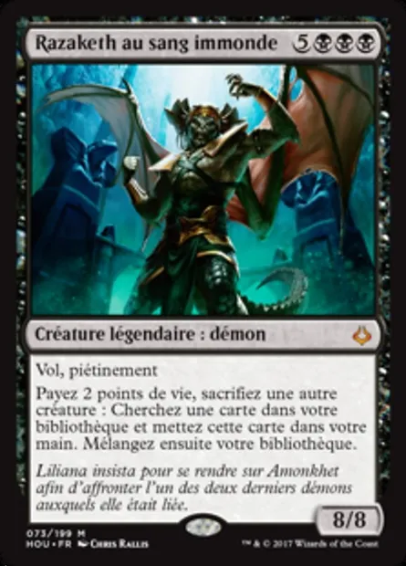 Razaketh au sang immonde, carte Magic HOU 73 — extension L’âge de la destruction