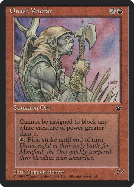 Orcish Veteran, Magic card FEM 62c — Fallen Empires set