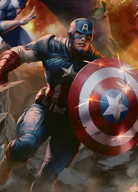 Captain America, Unbowed // Captain America, Unbowed, carte Magic AMSH 5b — extension Marvel Super Heroes Art Series