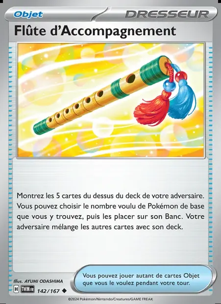 Flûte d'Accompagnement, carte Pokémon TWM 142 — extension Mascarade Crépusculaire
