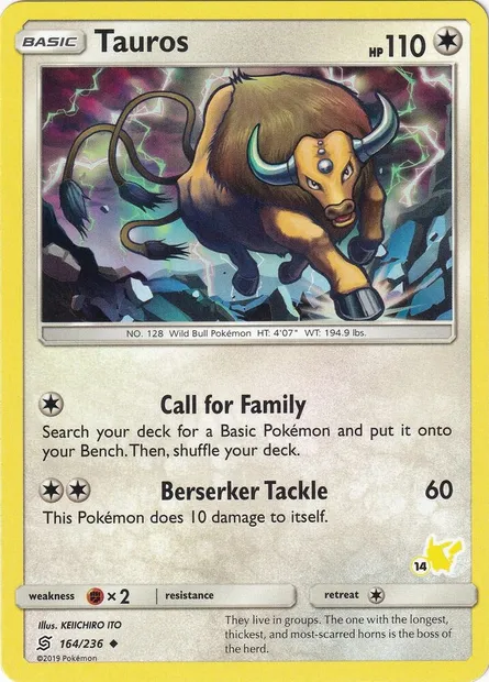 Tauros, carte Pokémon BA20 164p-14 — extension Battle Academy 2020