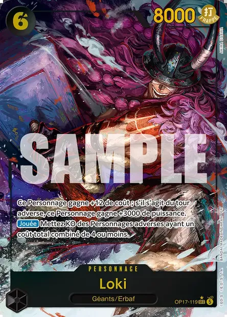 Loki, carte One Piece OP17-119 — extension LES GUERRIERS LES PLUS PUISSANTS AU MONDE