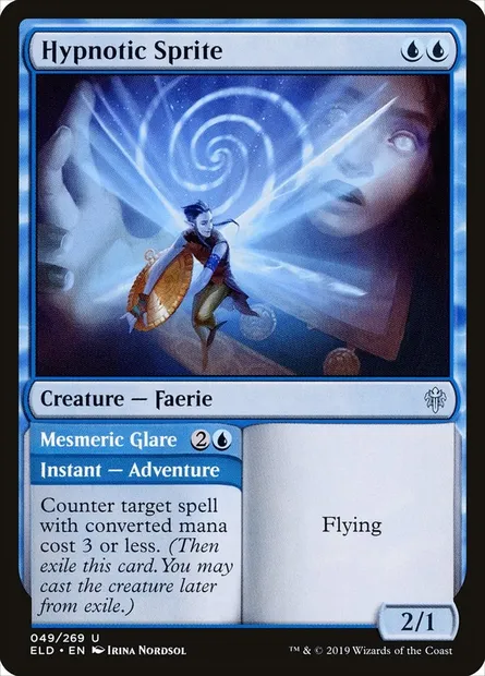 Hypnotic Sprite // Mesmeric Glare, Magic card ELD 49 — Throne of Eldraine set