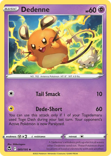 Dedenne, Pokémon card SIT 085 — Silver Tempest set