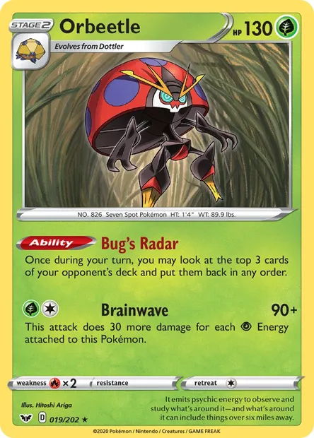 Orbeetle, Pokémon card SSH 19 — Sword & Shield set