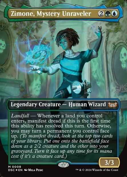 Zimone, Mystery Unraveler, Magic card DSC 8 — Duskmourn: House of Horror Commander set