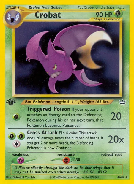 Crobat, Pokémon card NR 4 — Neo Revelation set