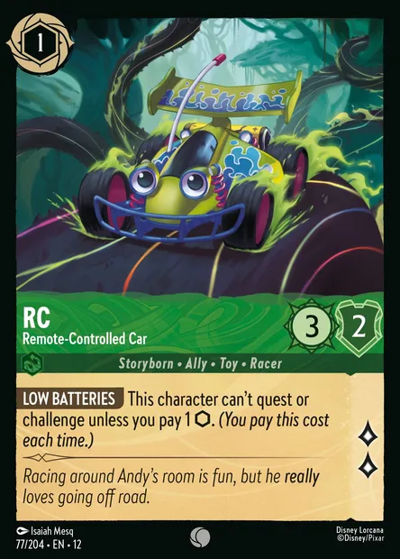 RC - Remote-Controlled Car, Disney Lorcana card CH12-077 — Wilds Unknown set