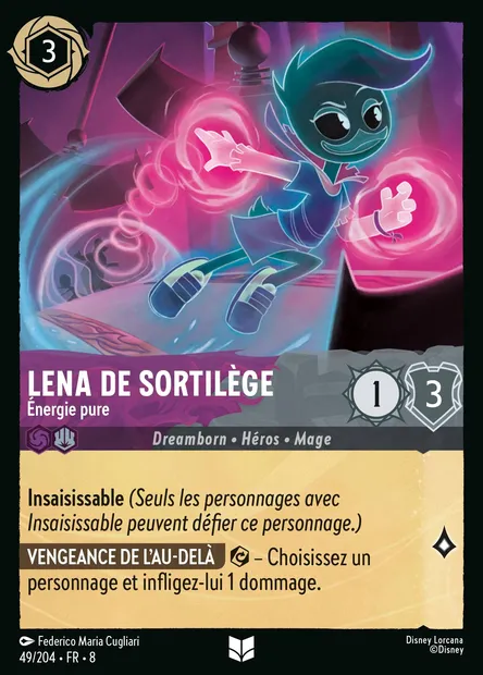 Lena de Sortilège - Énergie pure, carte Disney Lorcana CH8-049 — extension Le Règne de Jafar
