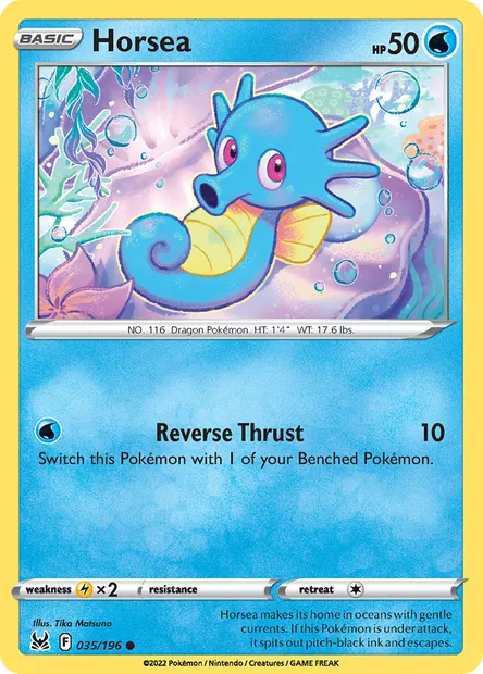 Horsea, Pokémon card LOR 035 — Lost Origin set