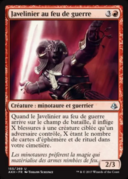 Javelinier au feu de guerre, carte Magic AKH 155 — extension Amonkhet