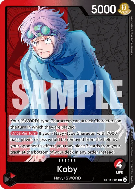 Koby, One Piece card OP11-001 — A FIST OF DIVINE SPEED set