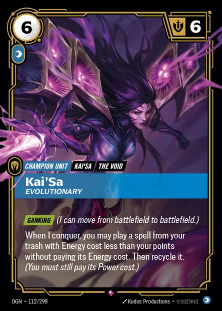Kai'Sa, Riftbound card OGN 112 — Origins set