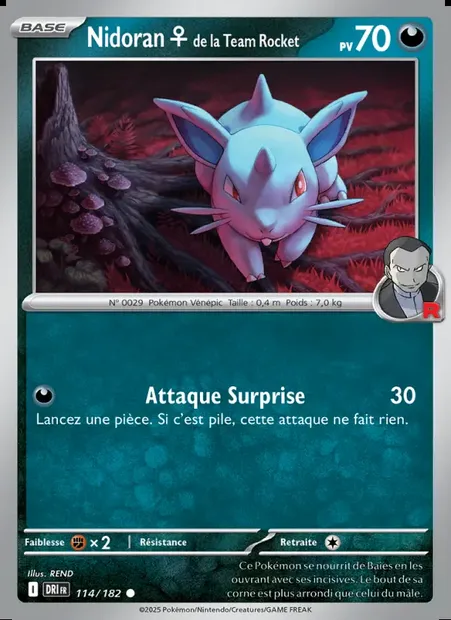 Nidoran♀ de la Team Rocket, carte Pokémon DRI 114 — extension Rivalités Destinées