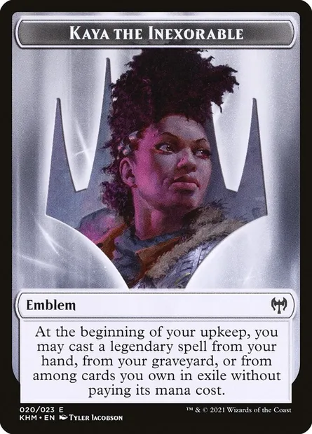 Kaya the Inexorable Emblem, carte Magic TKHM 20 — extension Kaldheim Tokens