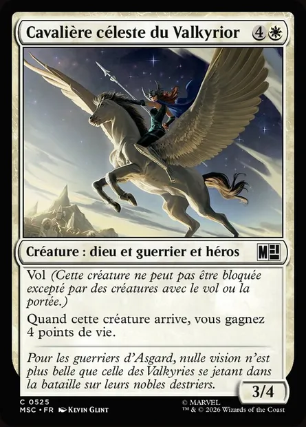 Cavalière céleste du Valkyrior, carte Magic MSC 525 — extension Marvel Super Heroes Commander