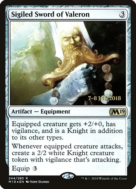 Sigiled Sword of Valeron, Magic card PM19 244s — Core Set 2019 Promos set