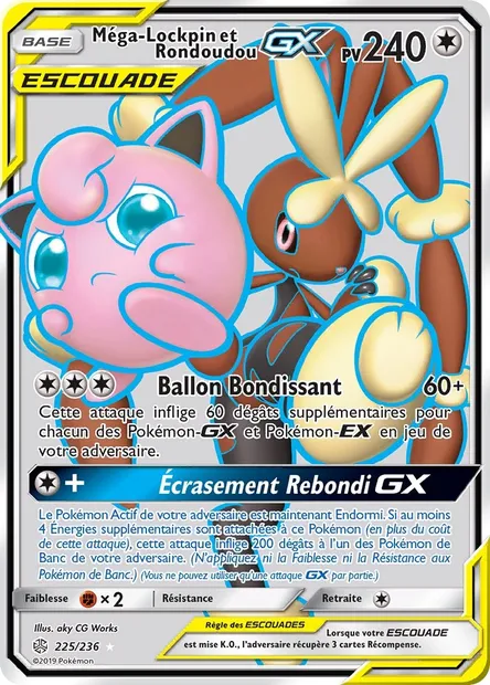 Méga-Lockpin et Rondoudou GX, carte Pokémon CEC 225 — extension Éclipse Cosmique