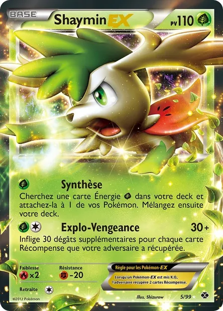 Shaymin-EX, carte Pokémon NXD 5 — extension Destinées Futures