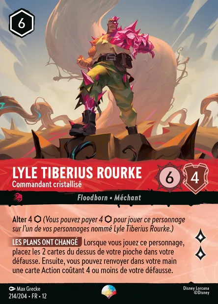 Lyle Tiberius Rourke - Commandant cristallisé, carte Disney Lorcana CH12-214 — extension Contrées Inconnues