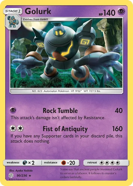 Golurk, Pokémon card CEC 90 — Cosmic Eclipse set