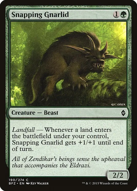 Snapping Gnarlid, Magic card BFZ 190 — Battle for Zendikar set
