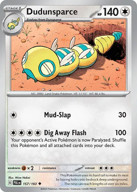 Dudunsparce, Pokémon card PAL 157 — Paldea Evolved set