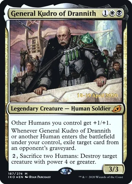 Général Koudro de Drannith, carte Magic PIKO 187s — extension Ikoria: Lair of Behemoths Promos