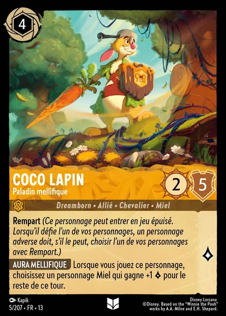 Coco Lapin - Paladin mellifique, carte Disney Lorcana CH13-005 — extension Invasion Epineuse!