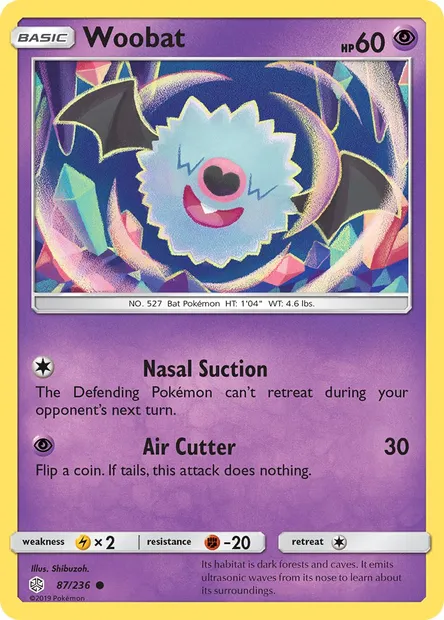 Woobat, Pokémon card CEC 87 — Cosmic Eclipse set