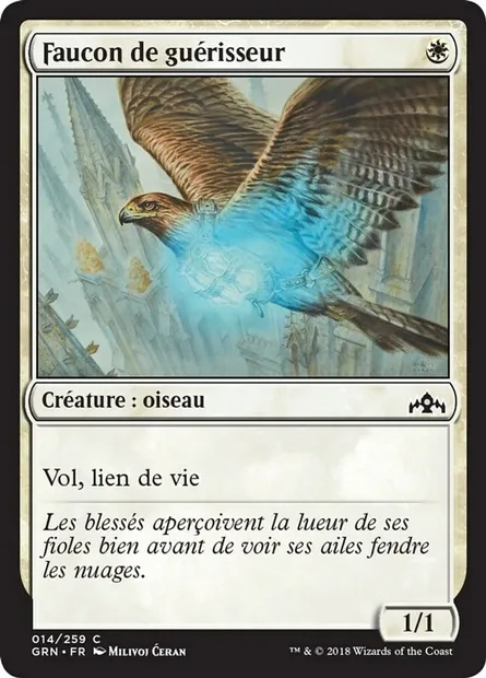 Faucon de guérisseur, carte Magic GRN 14 — extension Les Guildes de Ravnica