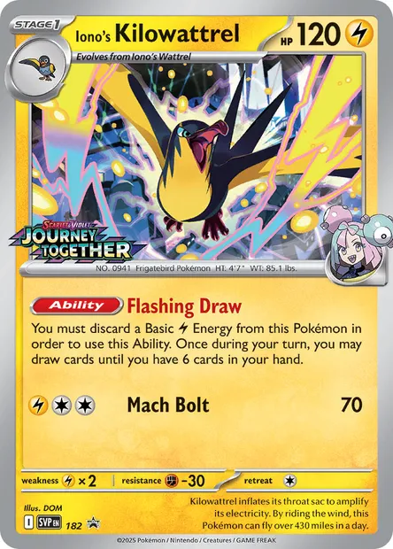 Iono's Kilowattrel, Pokémon card PR-SV 182 — SVP Black Star Promos set
