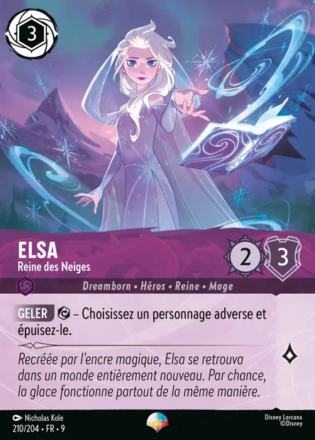 Elsa - Reine des Neiges, carte Disney Lorcana CH9-210 — extension Fabuleux