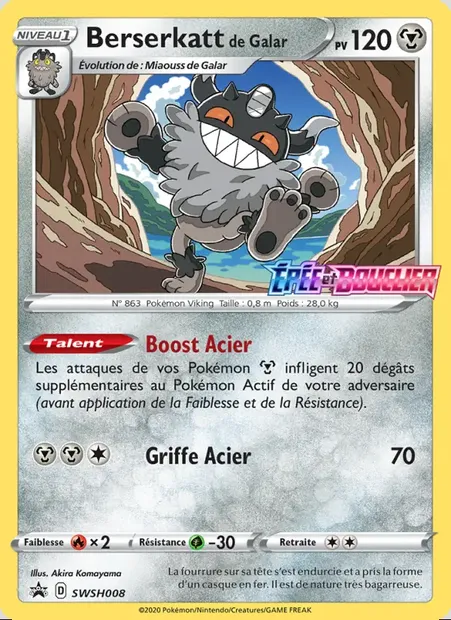 Berserkatt de Galar, carte Pokémon SWSH 008 — extension Promo SWSH