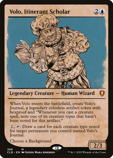 Volo, Itinerant Scholar, Magic card CLB 388 — Commander Legends: Battle for Baldur's Gate set