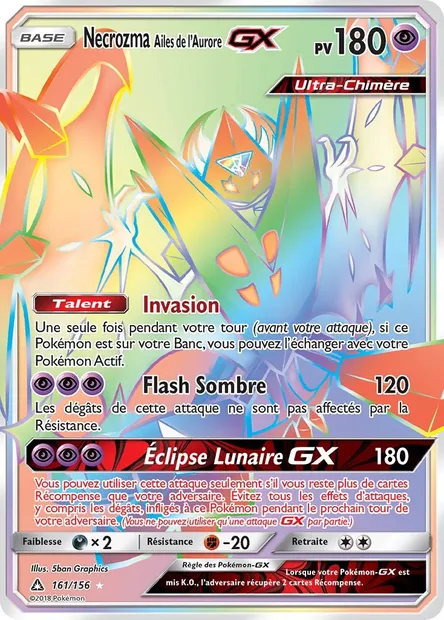 Necrozma Ailes de l’Aurore GX, carte Pokémon UPR 161 — extension Ultra-Prisme