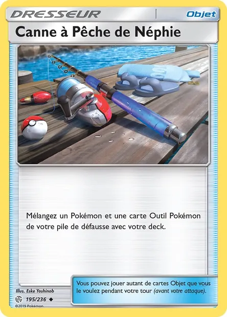 Canne à Pêche de Néphie, carte Pokémon CEC 195 — extension Éclipse Cosmique