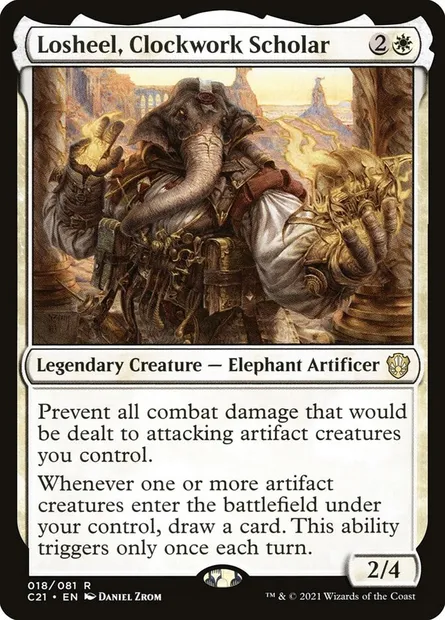 Losheel, Clockwork Scholar, Magic card C21 18 — Commander 2021 set